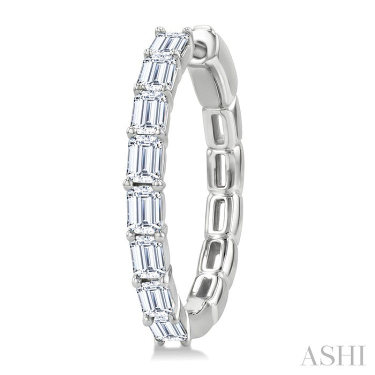 1 7/8 Ctw North-South Emerald Cut Diamond Fashion Hoop Earrings in 14K White Gold