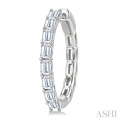1 7/8 Ctw North-South Emerald Cut Diamond Fashion Hoop Earrings in 14K White Gold