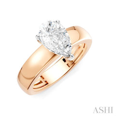 1/20 Ctw Pear Shape Round Cut Diamond Semi-Mount Engagement Ring in 14K Rose and White Gold