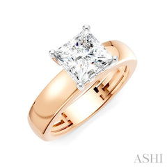 1/20 Ctw Princess Shape Round Cut Diamond Semi-Mount Engagement Ring in 14K Rose and White Gold