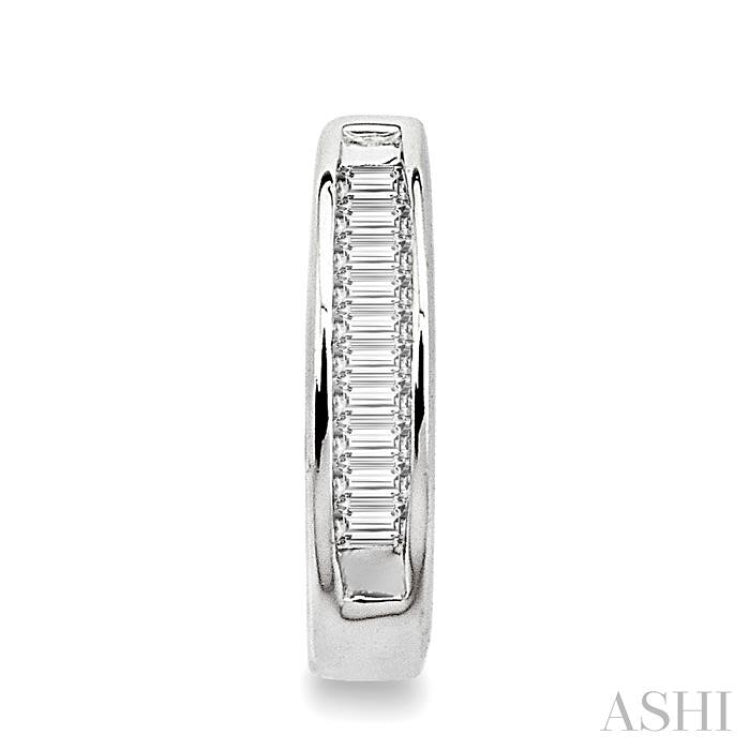 1/10 Ctw Baguette Cut Diamond Huggie Earrings in 10K White Gold