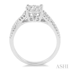 5/8 Ctw Lovebright Round Cut Diamond Engagement Ring in 14K White Gold