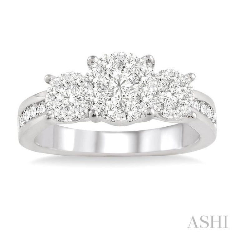 1 Ctw Lovebright Round Cut Diamond Ring in 14K White Gold