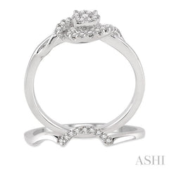 1/4 Ctw Diamond Wedding Set with 1/5 Ctw Lovebright Round Cut Engagement Ring and 1/20 Ctw Wedding Band in 14K White Gold