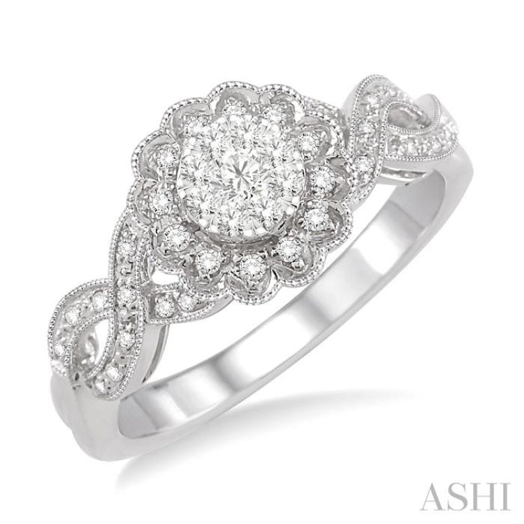 1/3 Ctw Lovebright Round Cut Diamond Ring in 14K White Gold