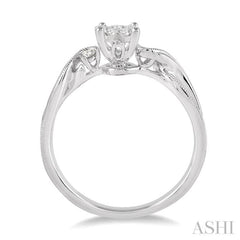 1/3 Ctw Round Cut Diamond Lovebright Engagement Ring in 14K White Gold