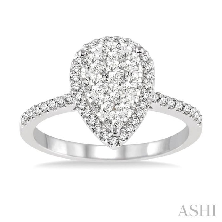 1/2 Ctw Pear Shape Diamond Lovebright Ring in 14K White Gold