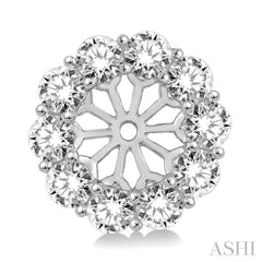 1 1/2 Ctw Round Cut Diamond Earrings Jacket in 14K White Gold