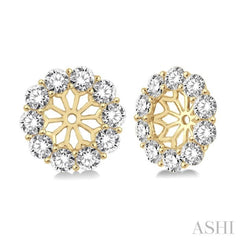 1 Ctw Round Cut Diamond Earring Jacket in 14K Yellow Gold