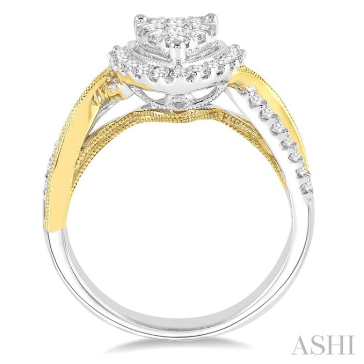 3/4 Ctw Diamond Lovebright Ring in 14K White and Yellow Gold