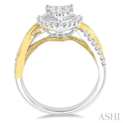 3/4 Ctw Diamond Lovebright Ring in 14K White and Yellow Gold