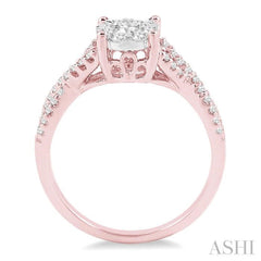 1/3 Ctw Lovebright Round Cut Diamond Engagement Ring in 14K Rose and White Gold