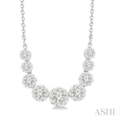 1.00 ctw Round Cut Lovebright Diamond Necklace in 14K White Gold