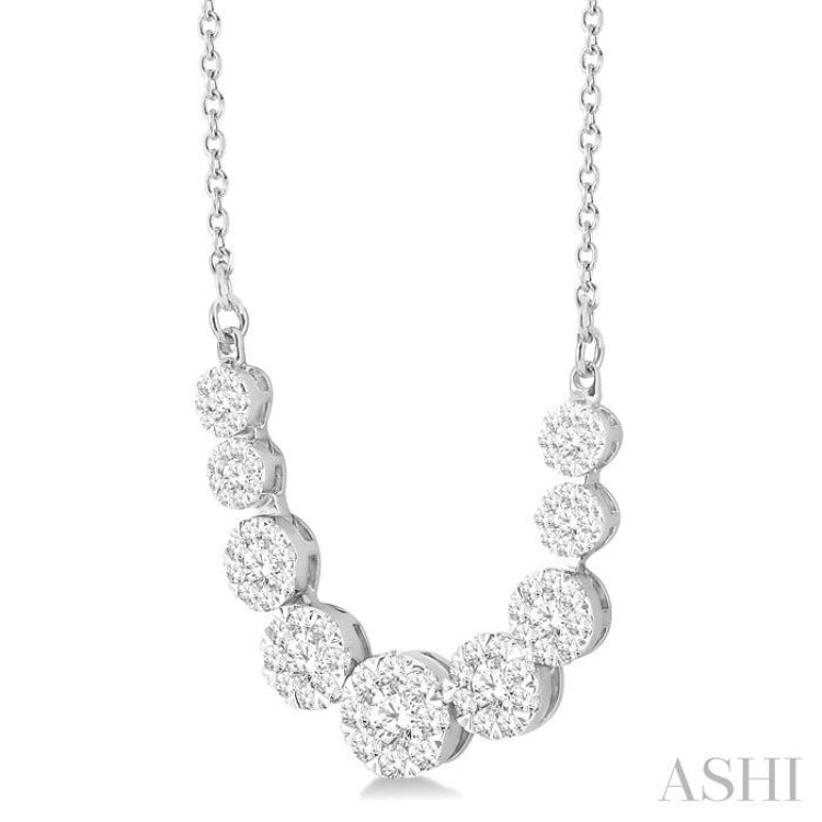 1.00 ctw Round Cut Lovebright Diamond Necklace in 14K White Gold