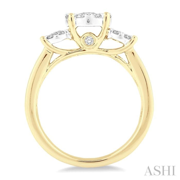 1 Ctw Lovebright Round Cut Diamond Ring in 14K Yellow and White Gold