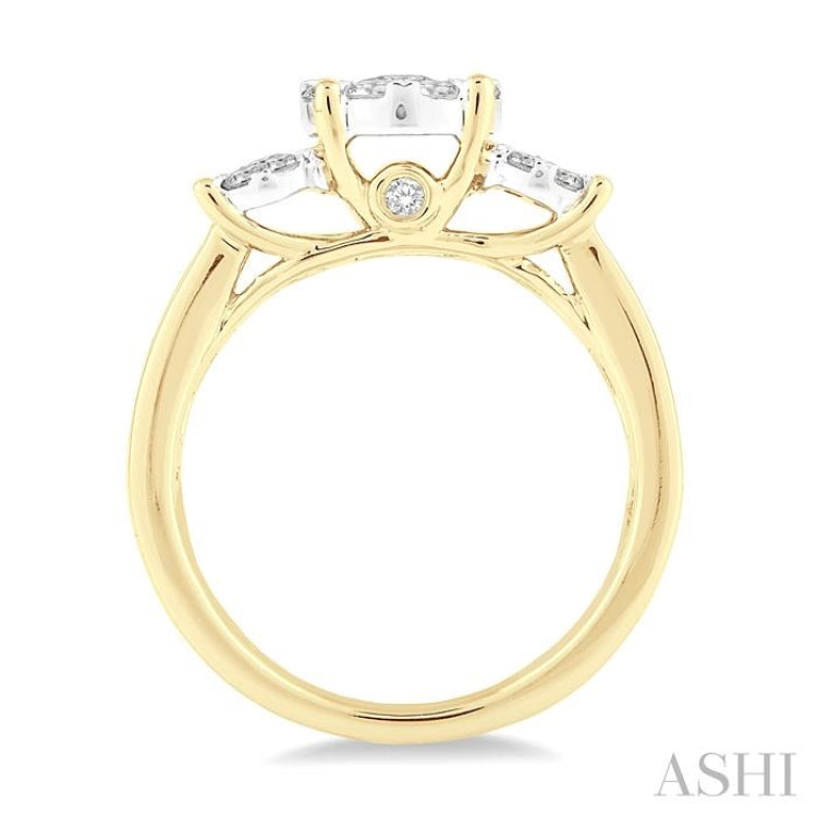 3/4 Ctw Lovebright Round Cut Diamond Ring in 14K Yellow and White Gold