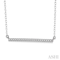 1/6 Ctw Horizontal Bar Round Cut Diamond Pendant With Link Chain in 10K White Gold