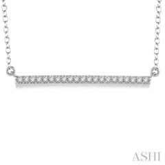 1/6 Ctw Horizontal Bar Round Cut Diamond Pendant With Link Chain in 10K White Gold