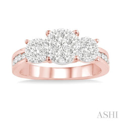 3/4 Ctw Lovebright Round Cut Diamond Ring in 14K Rose and White Gold