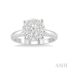 1/4 Ctw Lovebright Round Cut Diamond Ring in 14K White Gold