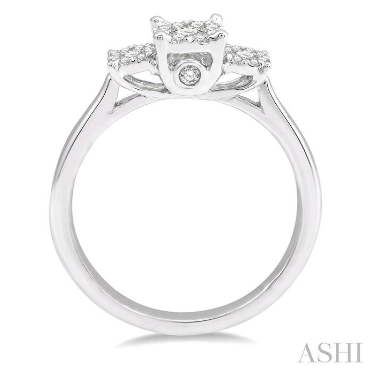 1/3 Ctw Lovebright Round Cut Diamond Ring in 14K White Gold