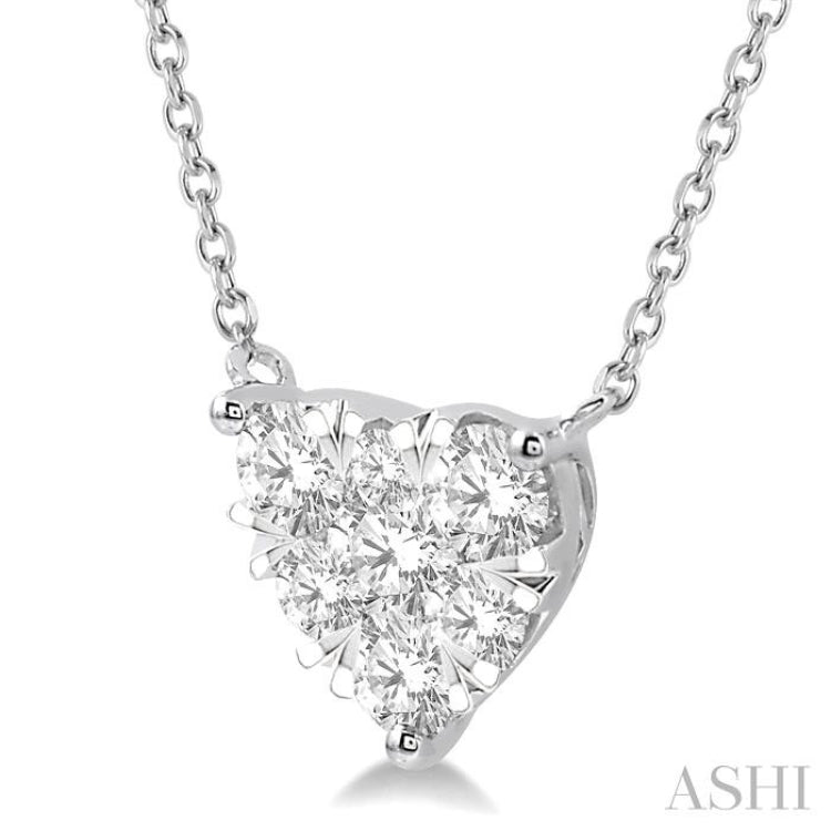 1.00 ctw Lovebright Diamond Heart Pendant With Chain in 14K White Gold