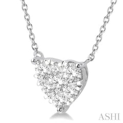 1.00 ctw Lovebright Diamond Heart Pendant With Chain in 14K White Gold