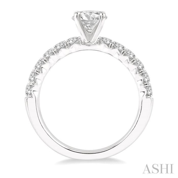 1/2 ctw Endless Embrace Round Cut Diamond Ladies Engagement Ring with 1/4 Ct Round Cut Center Stone in 14K White Gold