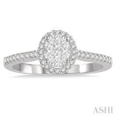 1/3 Ctw Round Diamond Lovebright Oval Shape Halo Engagement Ring in 14K White and Yellow Gold