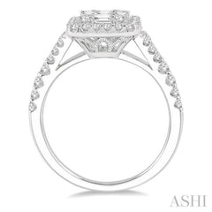 1.00 ctw Baguette & Round Cut Fusion Diamond Ring in 14K White Gold