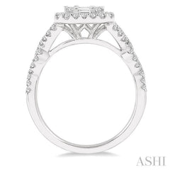 1.00 ctw Baguette & Round Cut Fusion Diamond Ring in 14K White Gold