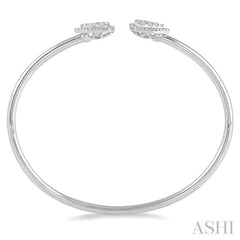 5/8 Ctw Pear Shape Lovebright Open Cuff Diamond Bangle in 14K White Gold