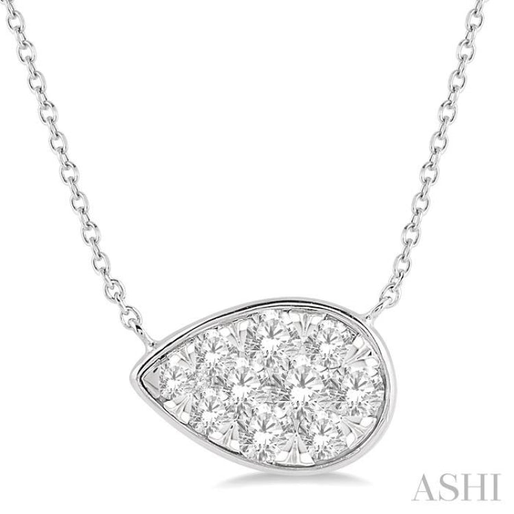 1/2 Ctw Pear Shape Lovebright Diamond Necklace in 14K White Gold