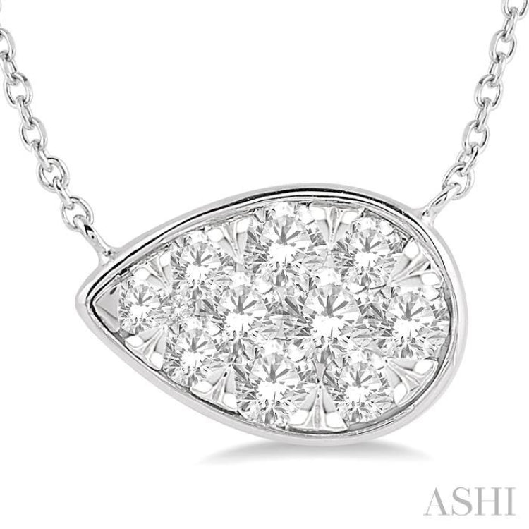 1/2 Ctw Pear Shape Lovebright Diamond Pendant With Chain in 14K White Gold