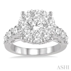 2 Ctw Round Diamond Lovebright Ring in 14K White Gold