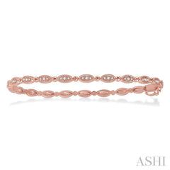 1/4 Ctw Oval Mount Round Cut Diamond Stackable Bangle in 14K Rose Gold