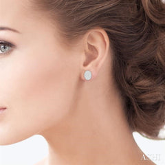1/3 Ctw Oval Shape Lovebright Round Cut Diamond Bezel Stud Earrings in 14K White Gold