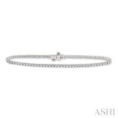 1.00 ctw Square Shape Round Cut Diamond Tennis Bracelet in 14K White Gold