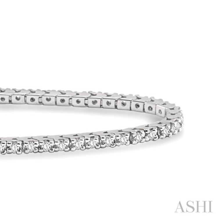 1.00 ctw Square Shape Round Cut Diamond Tennis Bracelet in 14K White Gold