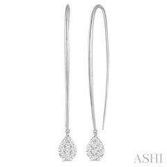 1/2 Ctw Pear Shape Dangler Lovebright Round Cut Diamond Earring in 14K White Gold