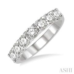 1.00 ctw Round Cut Diamond 7 Stone Wedding Band in 14K White Gold