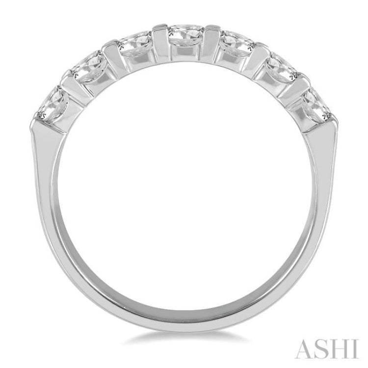 1.00 ctw Round Cut Diamond 7 Stone Wedding Band in 14K White Gold