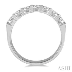 1.00 ctw Round Cut Diamond 7 Stone Wedding Band in 14K White Gold