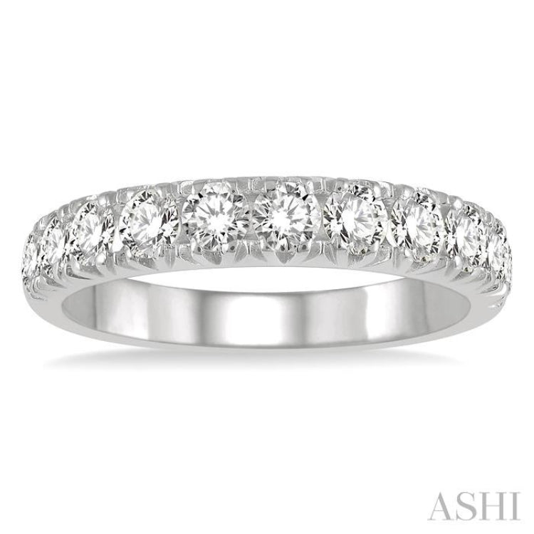 1.00 ctw 11 Stone Round Cut Diamond Wedding Band in 14K White Gold