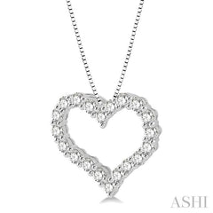 1.00 ctw Heart Shape Round Cut Diamond Pendant With Chain in 14K  White Gold