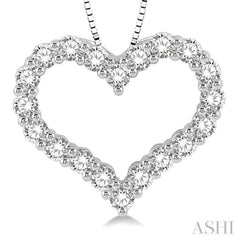 1.00 ctw Heart Shape Round Cut Diamond Pendant With Chain in 14K  White Gold