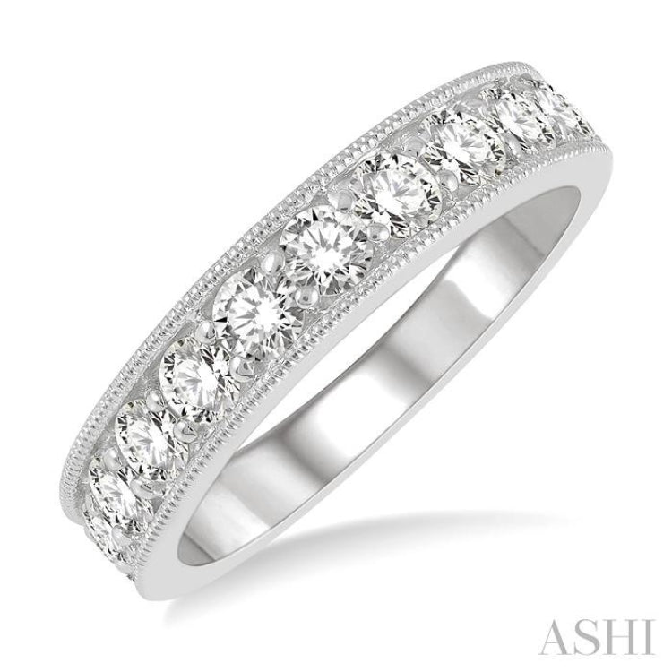 1.00 ctw Round Cut Diamond Wedding Band in 14K White Gold