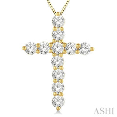 1.00 ctw Round Cut Diamond Cross Pendant in 14K Yellow Gold with Chain