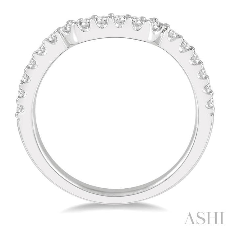 1/3 ctw U-Shape Center Round Cut Diamond Wedding Band in 14K White Gold