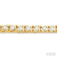 1.00 ctw Square Shape Round Cut Diamond Tennis Bracelet in 14K Yellow Gold